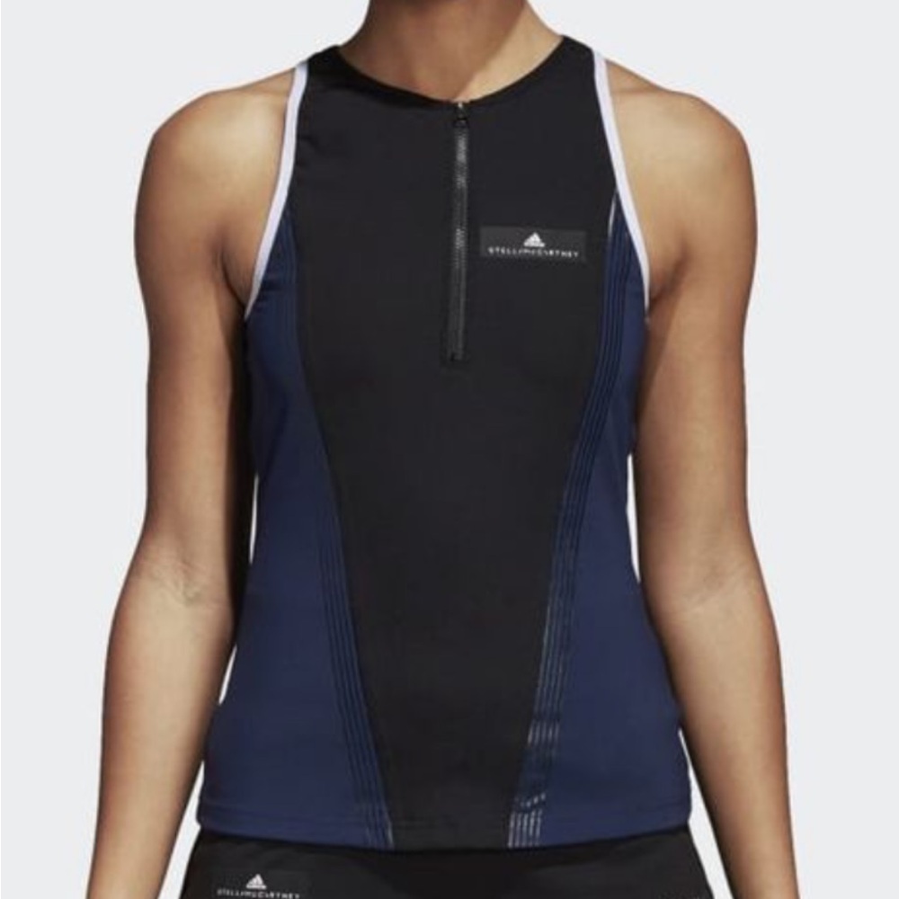 Adidas by Stella McCartney Barricade Black and Navy Tank Top - Picture 3 of 3
